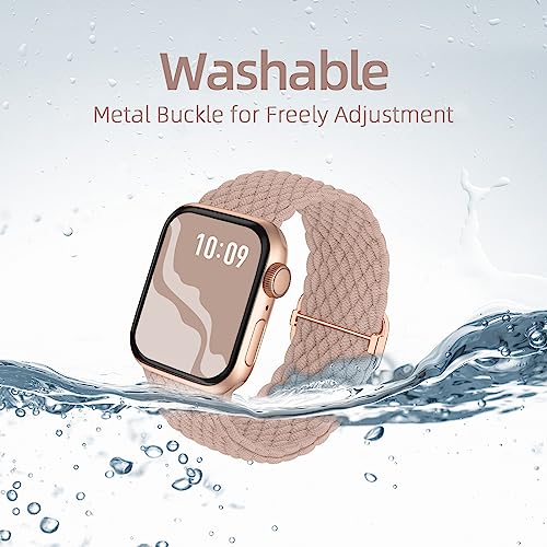 Braided Stretchy Solo Loop Compatible for Apple Watch Band 38mm 40mm 41mm 42mm 44mm 45mm 49mm for Women Men, Nylon Elastic Straps Wristbands for iWatch Series 9 8 7 6 SE 5 4 3 2 1 Ultra Ultra 2