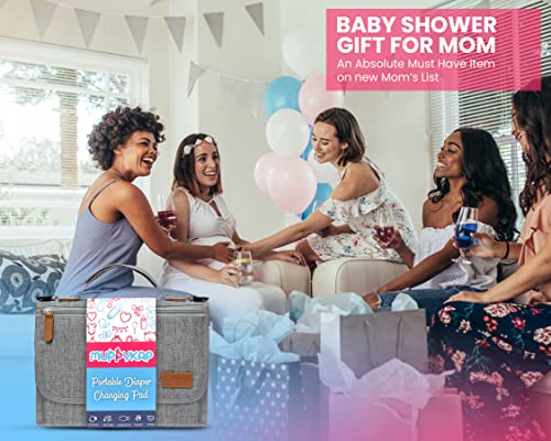 Portable Changing Pad with Shoulder Strap - Detachable Travel Changing Pad - Baby Shower Gifts - Fully Padded & Lightweight - Baby Boy Gifts - Diaper Changing Pad - Changing Mat 27"x22"