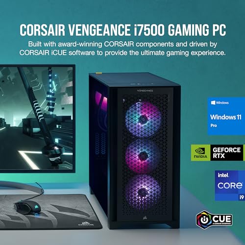 Corsair Vengeance i7500 Series Gaming PC - Liquid Cooled Intel Core i9 14900KF CPU - NVIDIA GeForce RTX 4090 GPU - 64GB Vengeance RGB DDR5 Memory - 2TB M.2 SSD - Black
