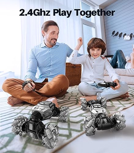 Remote Control Car, 4WD Gesture Sensing RC Stunt Car Toys, 2.4GHz 360°Spinning Multiple Terrains Hand Controlled RC Cars Crawler for Boys Girls 8-12 Christmas