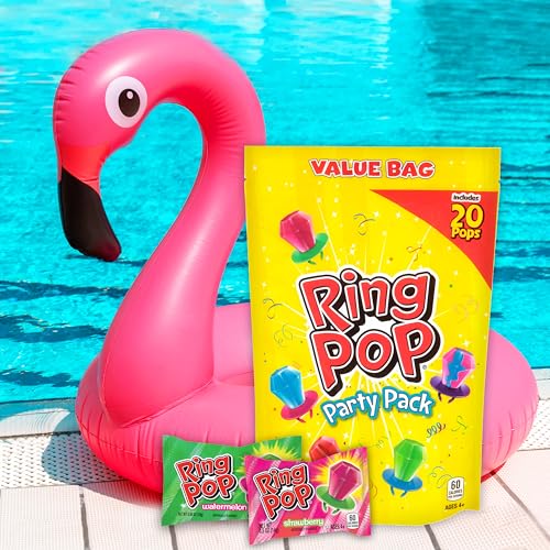 Ring Pop Individually Wrapped Bulk Lollipop Variety Party Pack – 20 Count Suckers w/ Assorted Fruity Flavors - Fun Candy for Kids - Hard Candy for Party Favors, Birthdays, Celebrations & Goodie Bags