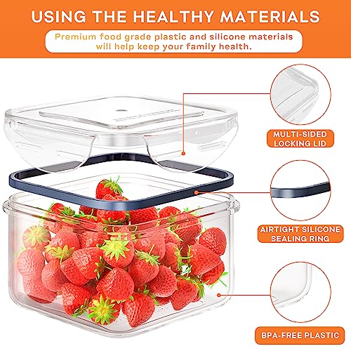 40 PCS Food Storage Containers with Lids Airtight (20 Containers & 20 Lids), Plastic Storage Meal Prep Container-Stackable 100% Leakproof & BPA-Free Organization and Storage Sets, Lunch Containers