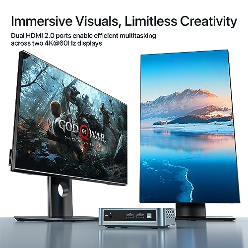 PELADN Mini PC Desktop Computer Intel 11th Gen N5095 (up to 2.9GHz), 8GB DDR4 RAM, 256GB SSD, 4K HD, BT4.2, Dual HDMI, WiFi 2.4G/5G, Gigabit Ethernet. Small Desktop PC