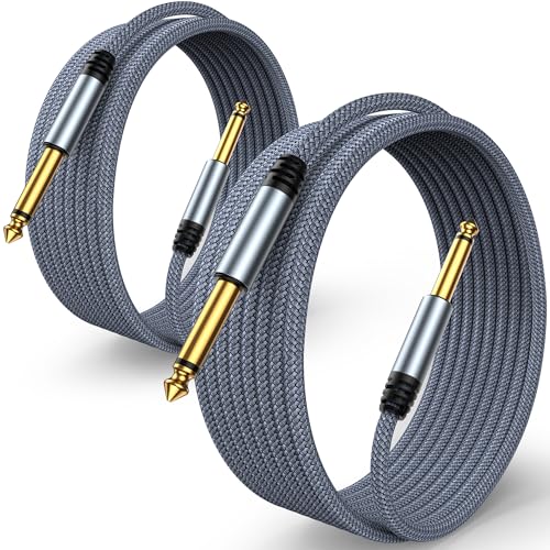 Highwings Guitar Cable 10FT,2-Pack 1/4 Inch Instrument Cable 6.35mm (1/4) TS to 6.35mm (1/4) TS Audio Cable Male to Male Straight-to-Straight for Electric Guitar, Mandolin,Bass AMP, Keyboard, Mixer