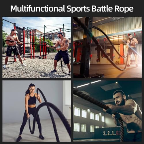 1.5" Diameter 30ft Battle Rope Battle Ropes for Exercise Workout Rope Exercise Rope Battle Ropes for Home Gym Heavy Ropes for Exercise Training Ropes for Working Out
