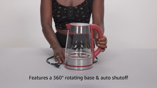 Speed-Boil Water Electric Kettle, 1.7L 1500W, Coffee & Tea Kettle Borosilicate Glass, Wide Opening, Auto Shut-Off, Cool Touch Handle, LED Light. 360° Rotation, Boil Dry Protection