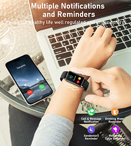 Smart Watch Fitness Tracker with Heart Rate Blood Oxygen Blood Pressure Sleep Monitor 100 Sports Modes Step Calorie Counter Activity Health Trackers IP68 Waterproof for Android Phones iPhone Women Men