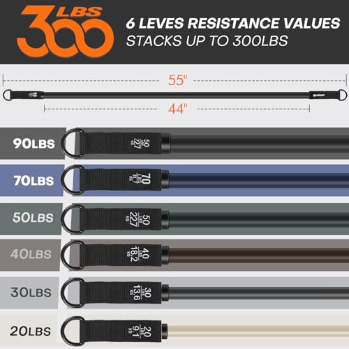 Heavy Resistance Bands Set, 300LB Workout Bands for Man with 4 Upgrade Rubber Handles, Fitness Bands for Working Out,Weight Bands for Muscle Training, Strength, Slim, Yoga,Home Gym Equipment