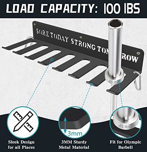 8 Prongs Hook Heavy-construction Wall-mounted Organizer Multi-Purpose Workout Gear Storage for Resistance Bands Jump Ropes Lifting Belt Fitness Bands Barbells Carabiners Included With Uplifting Words