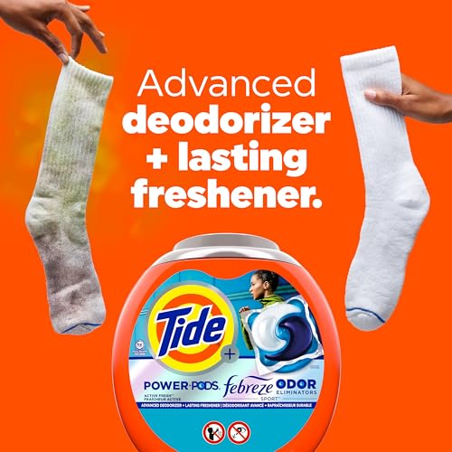 Tide Power Pods Laundry Detergent Pacs with Febreze Sport, 45 Count, Febreze Freshness with Sport Odor Defense