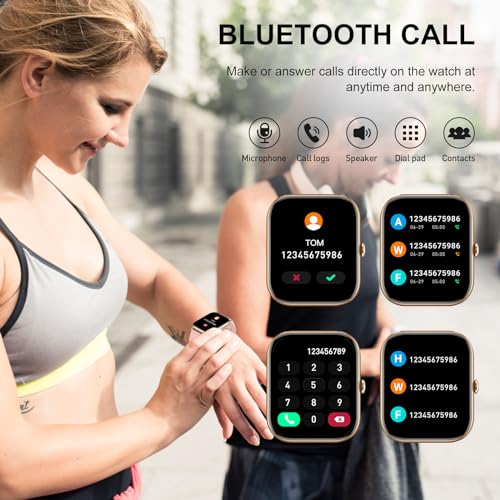 Smart Watch(Answer/Make Call), 1.85" Smart Watches for Men Women IP68 Waterproof, 110+ Sport Modes, Fitness Activity Tracker, Heart Rate Sleep Monitor, Pedometer, Smartwatch for Android iOS, Pink Gold