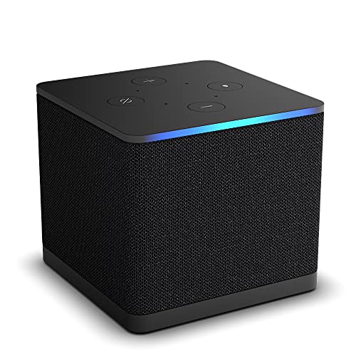 Amazon Fire TV Cube, Hands-free 4K ultra HD streaming device, free and live TV without satellite or cable, Wi-Fi 6E support