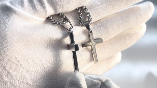 P. BLAKE Stainless Steel Cross Pendant Necklace for Men Boys, Christian Cross Pendant with 16-24 Inches Chain Cross Necklace Jewelry Gifts