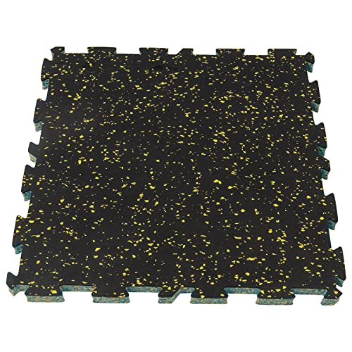 1" Thick 10.76 Sq Ft Rubber Top High Density 4Pcs Exercise Gym Mats, Interlocking Puzzle Floor Tiles for Home Gym Heavy Workout Equipment Flooring, 19.68 * 19.68inch
