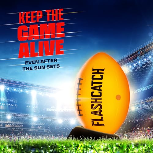 Light Up Football - Glow in the Dark Ball - NO 6 - Outdoor Sports Birthday Gifts for Boys 8-15+ Year Old - Kids Teenage Youth Easter Gift Ideas Activity - Boy Toys Stuff Ages 8 9 10 11 12 13 14 15