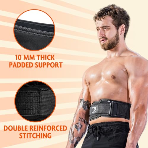 DMoose Fitness Weight Lifting Belt, Comfortable Lumbar & Back Support, Auto Locking Weight Belt to Keep Body in Proper Shape, 6 Inch Gym Belt for Squats, Deadlift, Cross Training for Men & Women