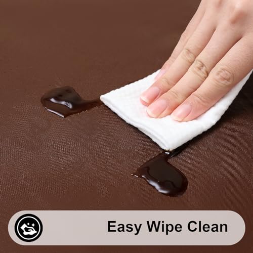smiry Rectangle Tablecloth, Elastic Fitted Flannel Backed Vinyl Tablecloths for 4ft Folding Tables, Waterproof Wipeable Table Covers for Indoor, Outdoor, Picnic and Camping (Coffee, 30"x48")
