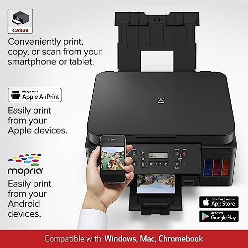 Canon PIXMA G6020 All-in-One Supertank Wireless (Megatank) Printer, Copier and Scan with Mobile Printing, Black, Works with Alexa