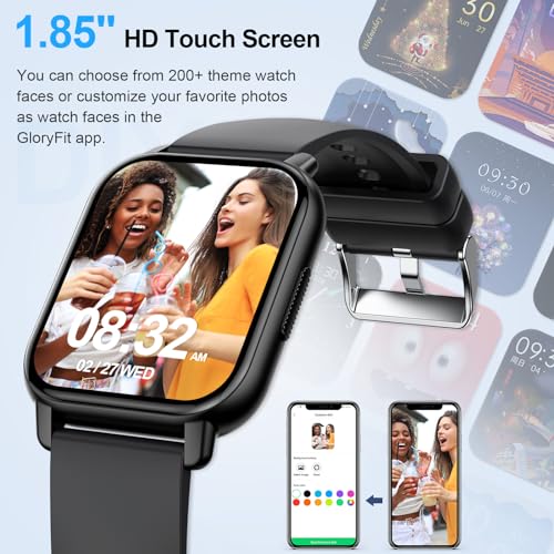 Smart Watch for Men/Women with Bluetooth Call and Message Reminder, Fitness Watch 1.85" HD Touch Screen, Heart Rate/Sleep/Blood Oxygen/Steps Monitor, 112+ Sport Mode, Activity Trackers for Android iOS