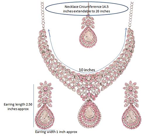 Touchstone Indian wedding jewelry sets for women necklace bollywood jewellery set desi bridal designer necklaces earrings artificial joyeria rhinestone crystal fancy in white or silver or gold tone