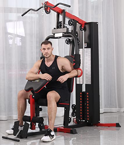 Signature Fitness Multifunctional Home Gym System Workout Station with Leg Extension and Preacher Curl, 122.5LB Weight Stack, Multiple Options, Multiple Packages