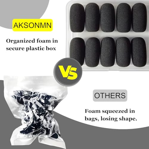 10 Pack Foam Windscreen for Headset Microphone - Sponge Mini Foam Shield, High-Density Mic Covers for Lavalier and Lapel Mics Protection