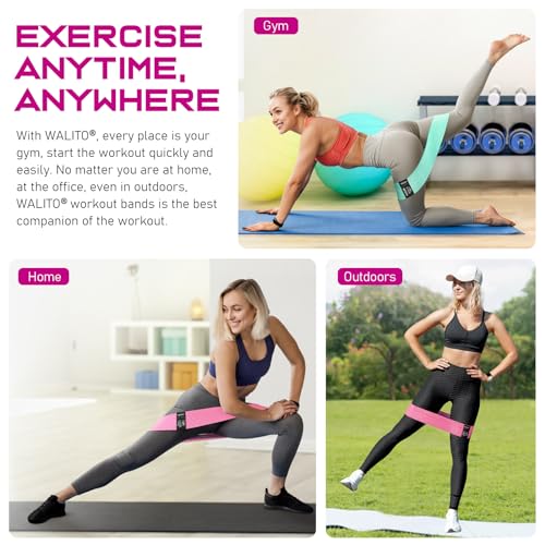 WALITO Resistance Bands for Legs and Butt, Fabric Exercise Loop Bands Yoga, Pilates, Rehab, Fitness and Home Workout, Strength Bands for Booty