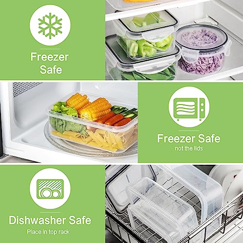 32 Pieces Food Storage Containers Set with Snap Lids (16 Lids + 16 Containers), Plastic Containers, BPA-Free Lunch Container Bento Box for Home, Black