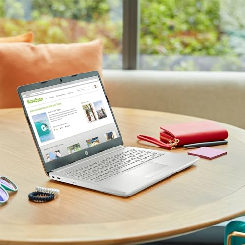 HP Portable Laptop, Student and Business, 14" HD Display, Intel Quad-Core N4120, 8GB DDR4 RAM, 64GB eMMC, 1 Year Office 365, Webcam, RJ-45, HDMI, Wi-Fi, Windows 11 Home, Silver