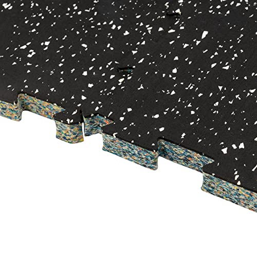 1" Thick 10.76 Sq Ft Exercise Equipment Mats 4Pcs Rubber Top High-Density Exercise Gym Mats Interlocking Puzzle Floor Tiles for Home Gym Heavy Workout Equipment Flooring (White dot)