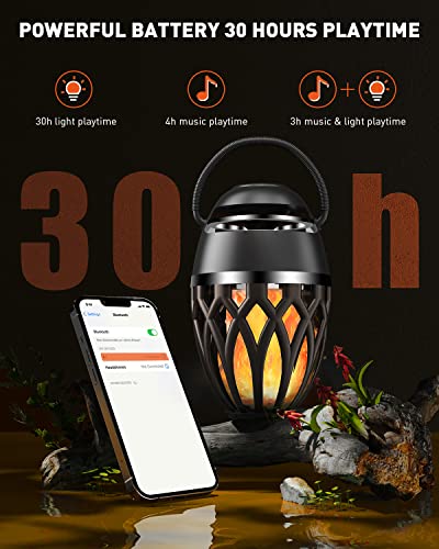 2 Pack Outdoor Bluetooth Speakers,Wireless Speaker with LED Flame Speaker BT 5.0,Waterproof Torch Lantern for Patio Pool Party,Gifts for Women Men