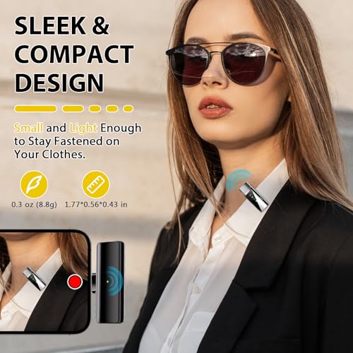 Wireless Lavalier Microphone for iPhone 15 iPad Android, Mini Lapel Mic with Charging Case, Noise Reduction, 164FT Transmission, Clip On Lav Mic for Video Recording YouTube Vlog Tiktok Interview