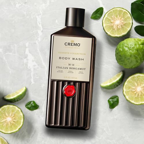 Cremo Rich-Lathering Italian Bergamot Body Wash for Men, Notes of Italian Bergamot, Neroli Blossom, and Fresh Vetiver, 16 Fl Oz