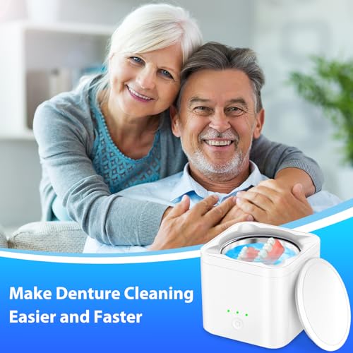 Ultrasonic Cleaner for Retainer, Denture, Mouth Guard, Aligner, 45kHZ Jewelry Cleaner Ultrasonic Machine 200ML Portable Retainer Cleaner for All Dental Appliances, Jewelry