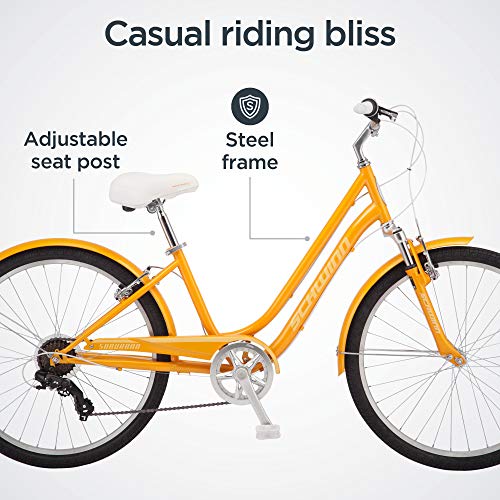 Schwinn Suburban Adult Comfort Bike, Men and Women, 26-Inch Wheels, 7 Speed Drivetrain, 16 or 17-Inch Aluminum Frame, Alloy Linear Hand Brakes