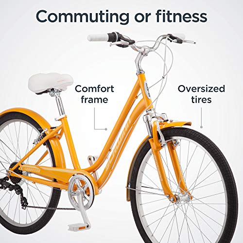 Schwinn Suburban Adult Comfort Bike, Men and Women, 26-Inch Wheels, 7 Speed Drivetrain, 16 or 17-Inch Aluminum Frame, Alloy Linear Hand Brakes