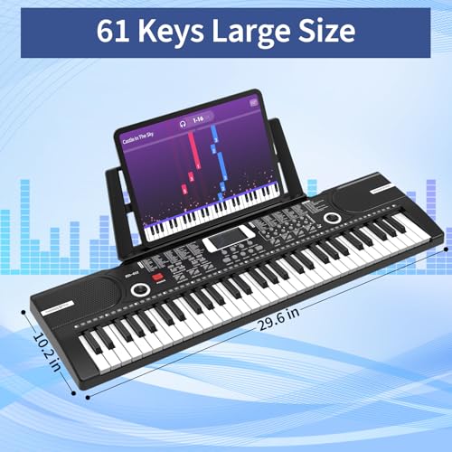 61 key keyboard piano, Electronic Digital Piano with Built-In Speaker Microphone, Sheet Stand and Power Supply, Portable piano Keyboard Gift Teaching for Beginners