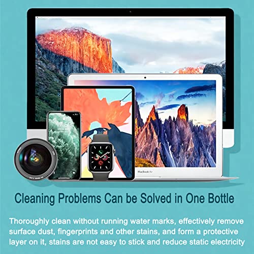 3-in-1 Touch Screen Cleaner Spray - Portable & Reusable Anti-Fingerprint Cleaning Solution for Mobile/Laptop/TV/Car Screens - Set of 3 Bottles (Grey, Blue & Pink)