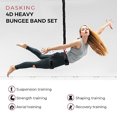 DASKING Upgraded Version Heavy Bungee Resistance Band Set Grawyti Yoga Bungee Cord Resistance Belt Set 4D Bungee Dance Rope Workout Fitness Home Gym Professional Training Equipment