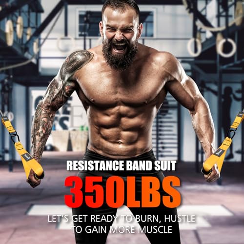 Heavy Resistance Bands, 350lbs Exercise Bands with Handles, Workout Bands for Working Out Men, Weight Bands Set with Door Anchor and Ankle Straps, Home Gym Fitness Strength Training Equipment