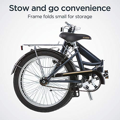 Schwinn Hinge Adult Folding Bike, 20-inch Wheels, Rear Carry Rack, Carrying Bag, Multiple Colors