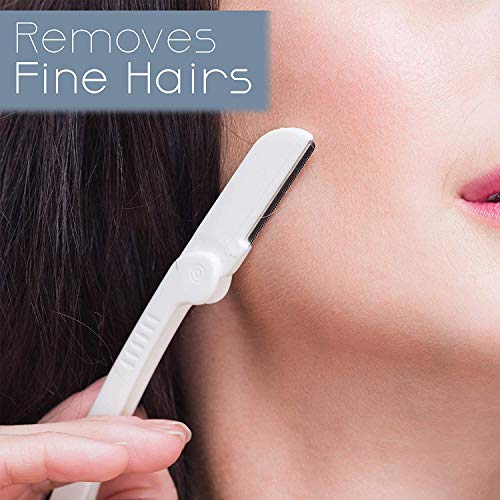 Dermaplaning Tool – Practical Eyebrow, Face and Peach Fuzz Hair Removal Razors for Women - With Vitamin C Facial Serum - 3 Pack Dermaplane Razor Blades