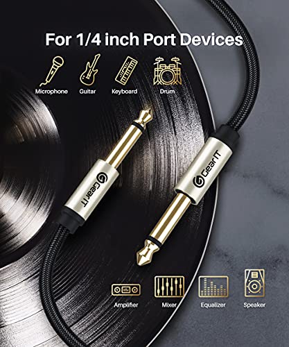 GearIT Guitar Instrument Cable (3ft 2-Pack) 1/4 Inch to 1/4 inch TS Straight Male to Male 6.35mm Mono Jack with Alloy Connector and Nylon Braid