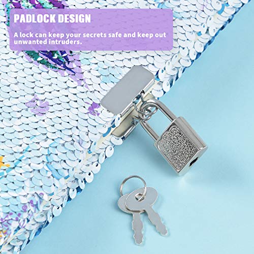 WERNNSAI Sequins Notebook Set - Sparkly Mermaid Gift for Girls Kids Christmas Birthday Notebooks Journal Diary with Lock School Travel A5 Lined Memos Writing Drawing Notepad Ballpoint Pen Bracelet Key-chain