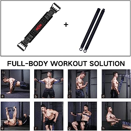 INNSTAR Gym 3.0 Portable Home Gym Training Set, Adjustable Bench Press Squat Resistance Bands with Fitness Bar, Foot Cover, Full Body Workout Fitness Equipment, All in One Gym for Home, Travel