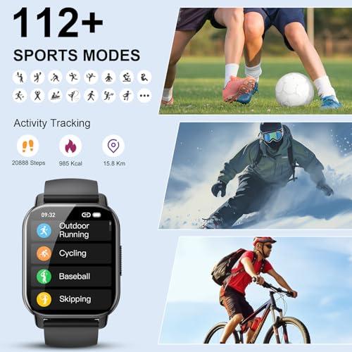 Smart Watch for Men/Women with Bluetooth Call and Message Reminder, Fitness Watch 1.85" HD Touch Screen, Heart Rate/Sleep/Blood Oxygen/Steps Monitor, 112+ Sport Mode, Activity Trackers for Android iOS