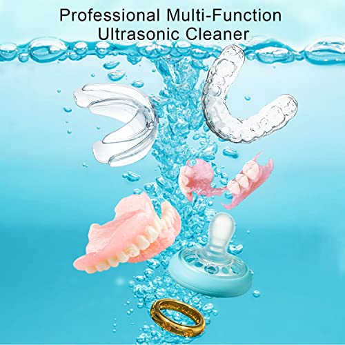 Ultrasonic Cleaner 30W for Dentures, Retainer, Mouth Guard, Aligner, Whitening Trays, Professional Dental Ultrasonic Cleaner Machine 180ml for All Dental Appliances, Jewelry, and More