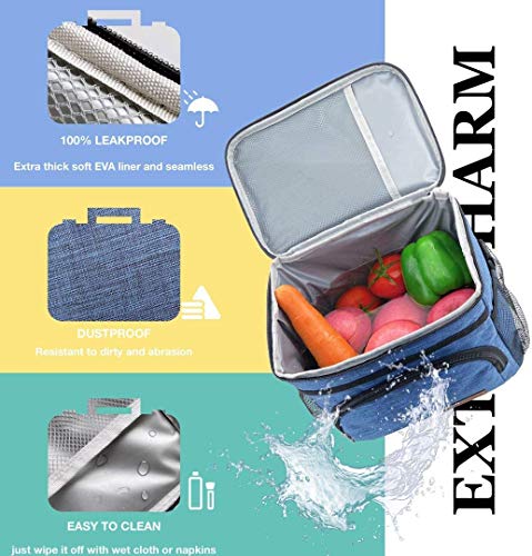 Insulated Lunch Bag for Women/Men - Reusable Lunch Box for Office Picnic Hiking Beach - Leakproof Cooler Tote Bag Organizer with Adjustable Shoulder Strap for Adults - Black