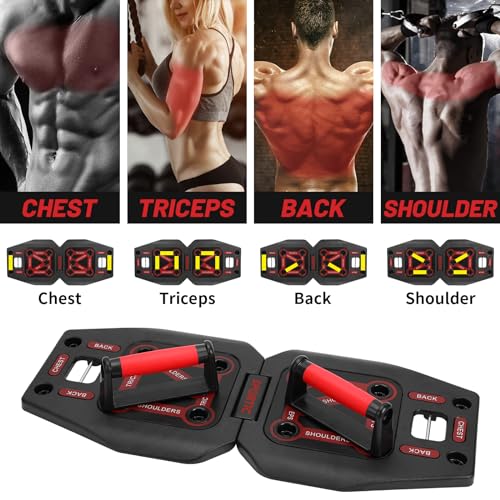 Push Up Board Workout Equipment Home Gym with Exercise Accessories Resistance Bands & Ab Roller Wheel & Pilates Bars - Portable Gym with Foldable Pushup Board - Exercise Equipment for Women & Men's Gift