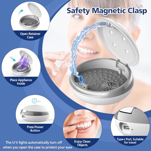 Retainer Case with Fan, Newest Retainer Case Compatible with Invisalign Case, Mouth Guard Case, Night Guard Case, Aligner Case with Vent Holes